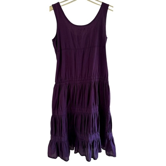 Theory Sleeveless Tiered Purple Cotton Midi Sundress Size S - Picture 1 of 11